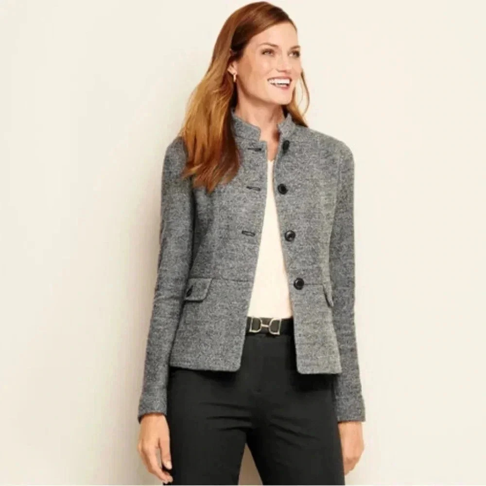 NWT‎ TALBOTS BLAZER SZ 8 Gray Black